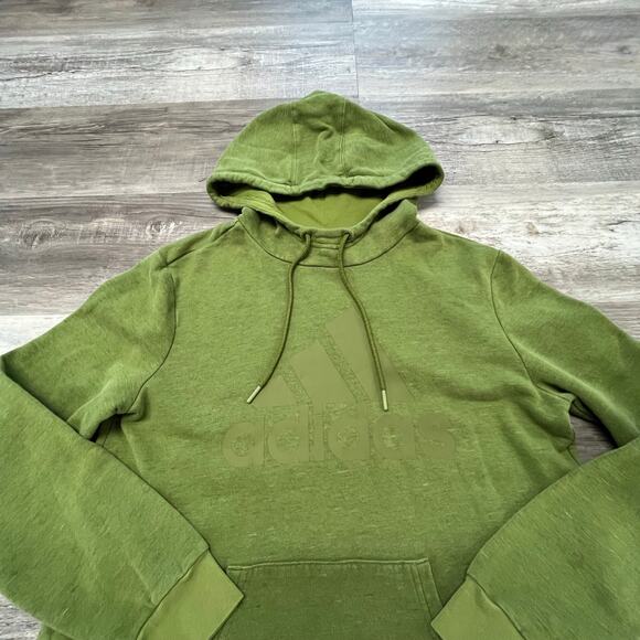 Adidas Green White Womens M Cutout Sides 3 Striped Fleece Oversized Hoodie 2019 - Picture 2 of 12